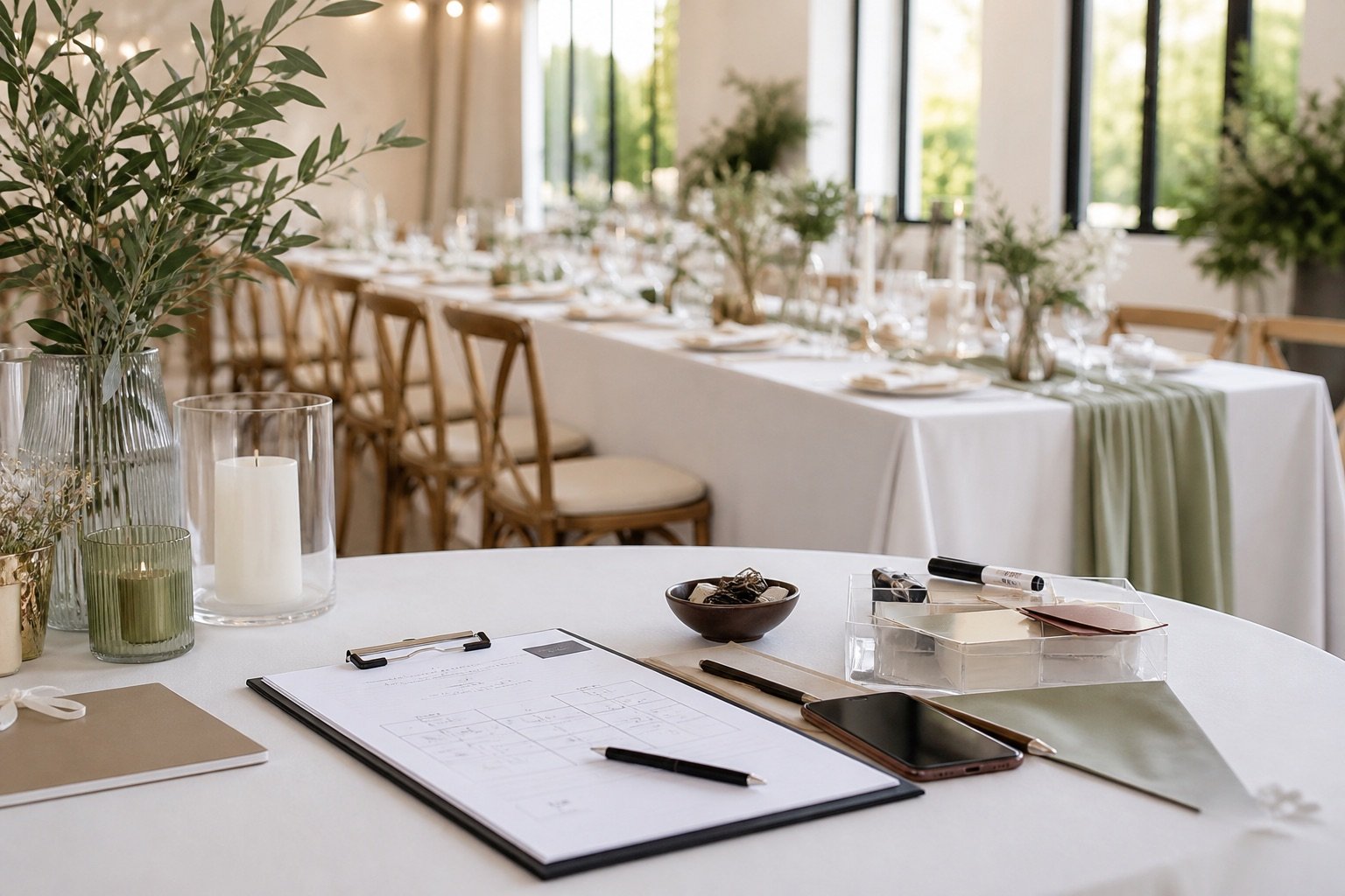 Ilustracyjny kadr przygotowań i organizacji pracy w branży wedding
